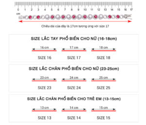 Bảng size lắc tay, lắc chân chuẩn